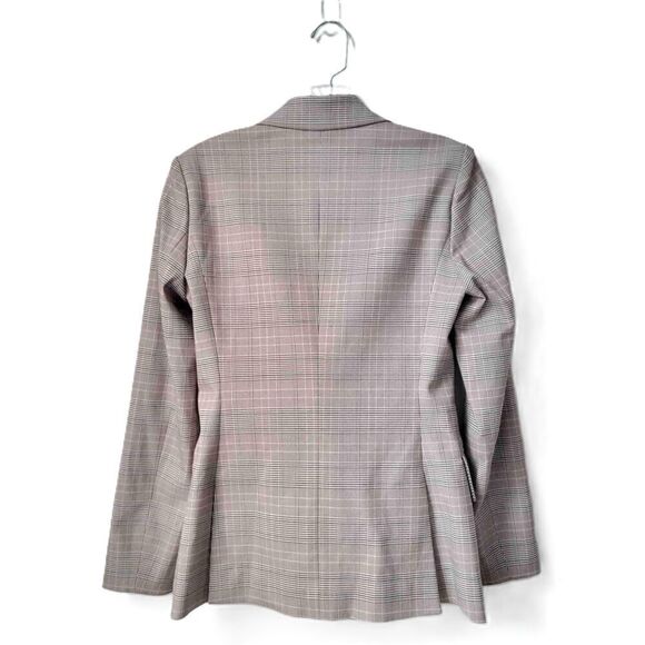 Yiner Plaid Double Breasted Blazer Pink Buttons Notched Lapel Long Sleeves Small - Picture 9 of 9